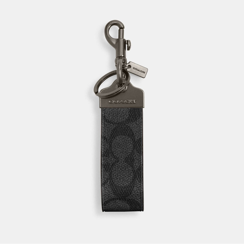 Coach Charcoal Signature Keychain Keyfob